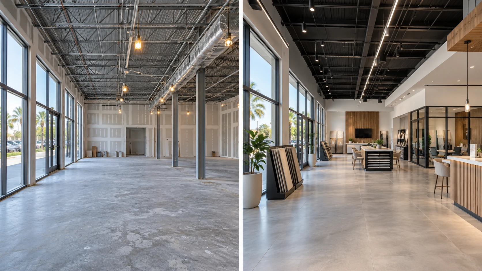 Commercial Showroom Build-Out Before and After in Southwest Florida