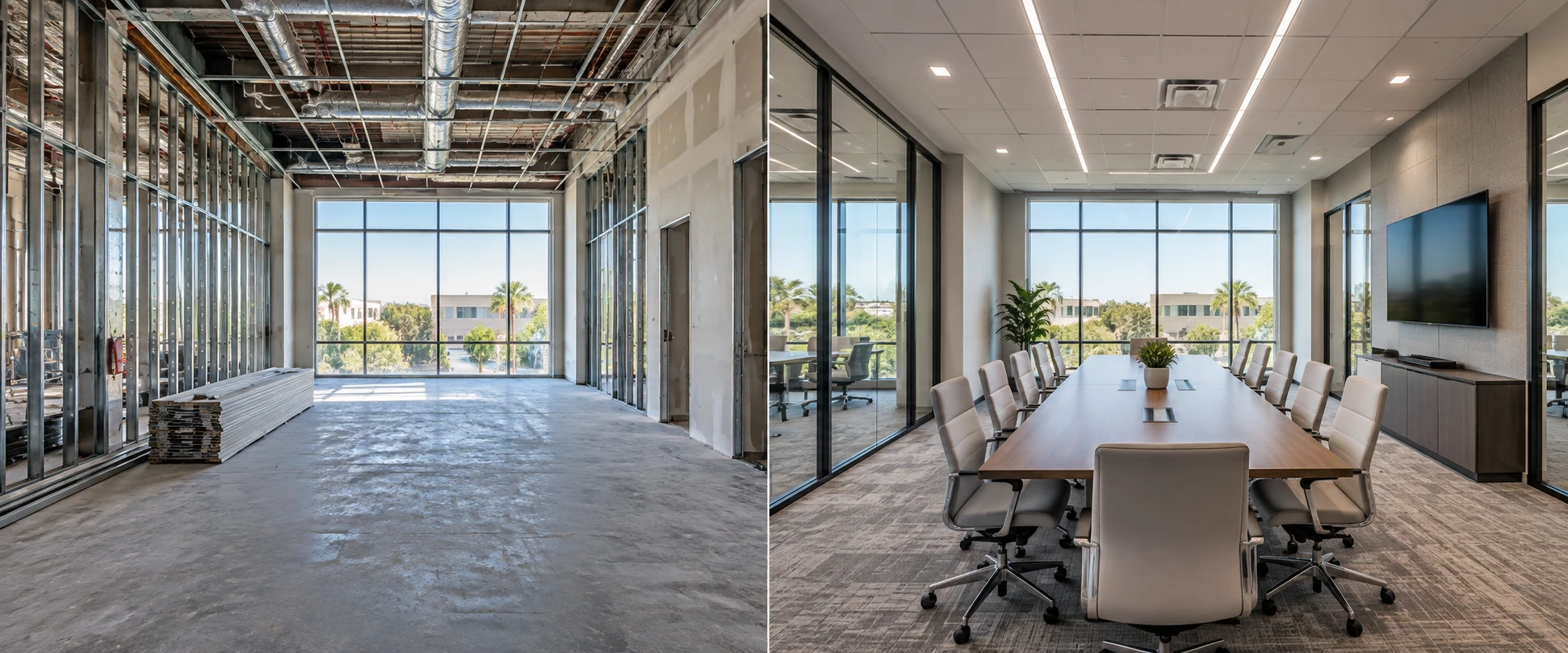 Conference Room Office Build-Out Before and After in Southwest Florida