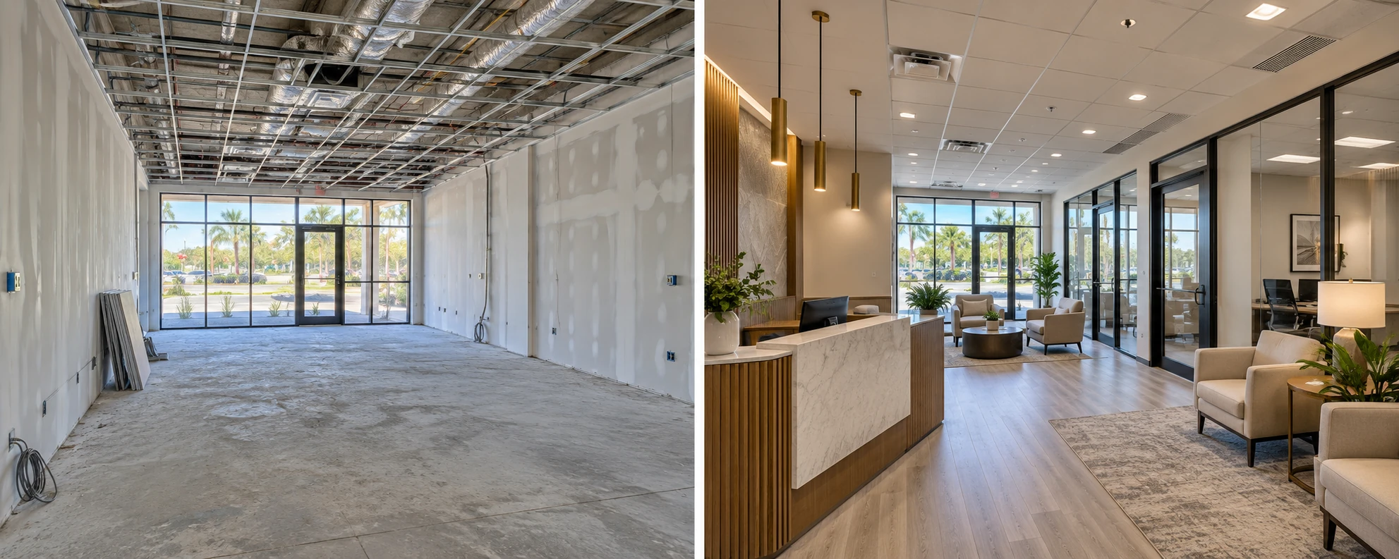 Professional Office Reception Build-Out Before and After in Southwest Florida