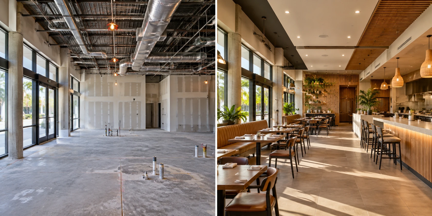 Restaurant Tenant Build-Out Before and After in Southwest Florida