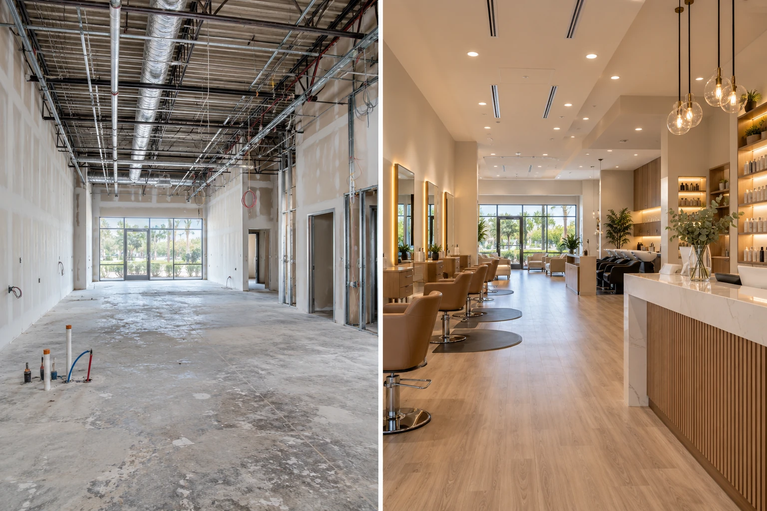 Salon Tenant Build-Out Before and After in Southwest Florida
